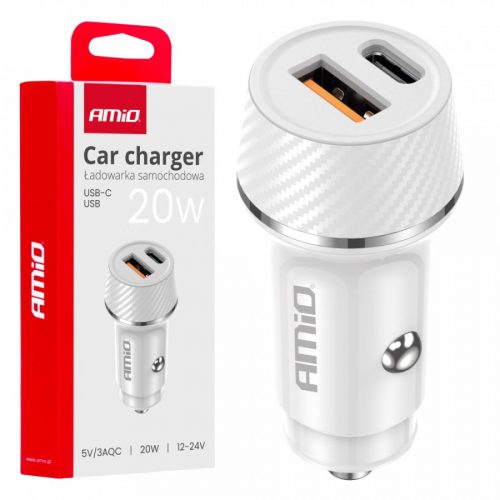 ΦΟΡΤΙΣΤΗΣ ΑΝΑΠΤΗΡΑ 12/24V ΜΕ 2 ΘΥΡΕΣ USB-C+USB 20W 5V/3AQC ΤΑΧΕΙΑΣ ΦΟΡΤΙΣΗΣ ΛΕΥΚΟΣ AMIO