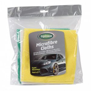 ΠΑΝΙΑ ΚΑΘΑΡΙΣΜΟΥ ΜΕ ΜΙΚΡΟΪΝΕΣ (MICROFIBRE) 34x33cm (ΚΙΤΡΙΝΟ/ΠΡΑΣΙΝΟ/ΛΕΥΚΟ) 3 ΤΕΜ. CARPLAN TRIPLEWAX MICROFIBRE CLOTHS - Image 1