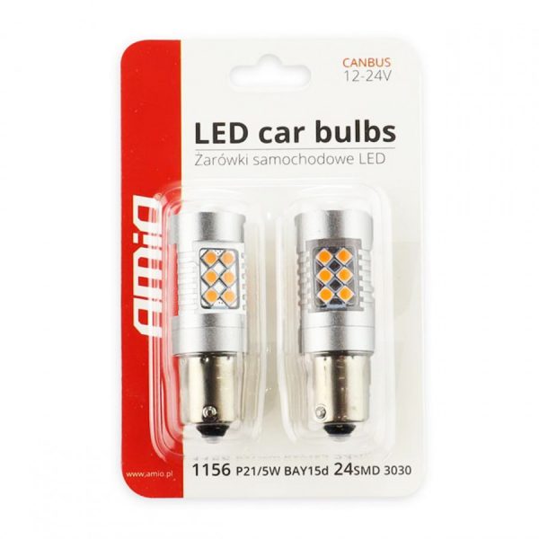 PY21W LED CANBUS 24SMD ΠΟΡΤΟΚΑΛΙ 12V/24V - 2ΤΕΜ.