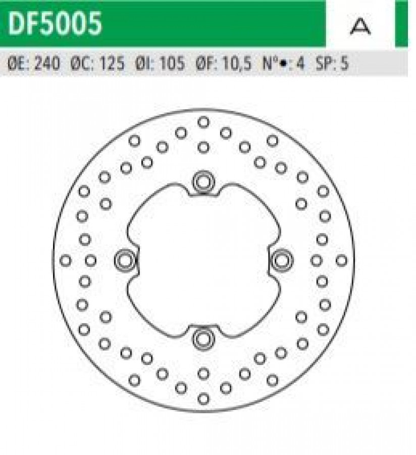 Δισκόπλακα Newfren DF5005A – SH125/150 Εμπρός & Πίσω / XLV600–650 Πίσω – 240x125x105mm – 4 Τρύπες – 1 Τεμάχιο