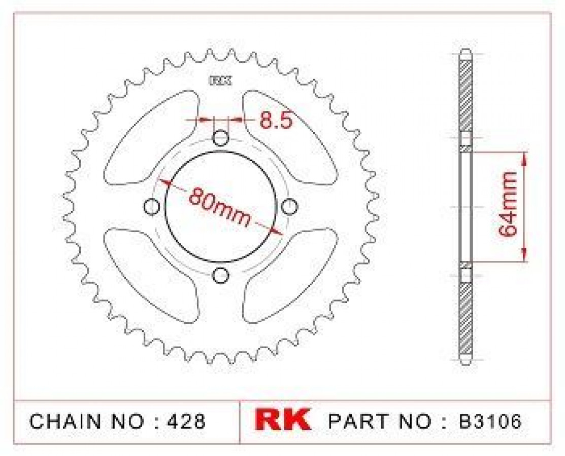 Γρανάζι Πίσω 39 Δόντια RK για Crypton / Crypton X 135 – ΜΑΛ – 1 Τεμάχιο