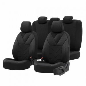 Καλύμματα Καθισμάτων AMiO OTOM RUBY 1202 Grey/Black Μαύρο/Γκρι Λινό & Δερματίνη – Universal – 1 Σετ - Image 1