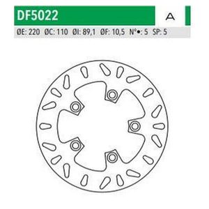 Δισκόπλακα Οπίσθια NEWFREN DF5022A για Suzuki GSX-R 600/750/1000, SV650/1000, TL1000 – 220x110x89mm – 5 Τρύπες – 1 Τεμάχιο