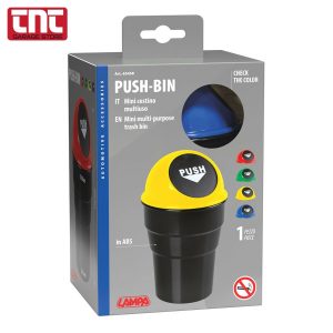 Κάδος Απορριμμάτων Αυτοκινήτου με Καπάκι PUSH-BIN Lampa 100x180mm – Τοποθέτηση σε Ποτηροθήκη – 1 Τεμάχιο - Image 2