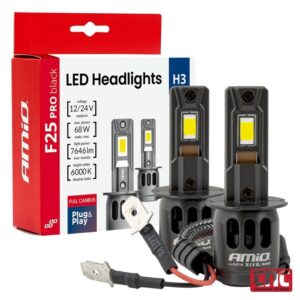 Λαμπτήρες LED AMIO F25 PRO BLACK Edition H3 68W 12/24V FULL CANBUS 7646lm 6000K — Σετ 2 τεμ. amio_f25_pro_black_led_headlights_h