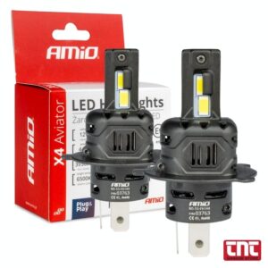 Amio Λάμπες LED H4 12V 44W 6500K 3936lm CSP X4 Series Aviator Plug & Play — Σετ 2 Τεμαχίων amio_led_headlight_bulbs_x4_avia