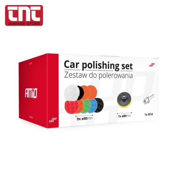 Σετ 11 Τεμαχίων Σφουγγάρια Τριβείου με Πανάκια Καθαρισμού & Γυαλίσματος για Δράπανο SP-07 – Amio amio_car_polishing_set_9x8