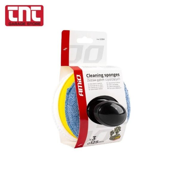 Σετ 3 Στρογγυλά Σφουγγάρια Γυαλίσματος με Λαβή 125mm – Amio amio_cleaning_sponges_set_3pcs_125mm_with_logo_700x700.jpg