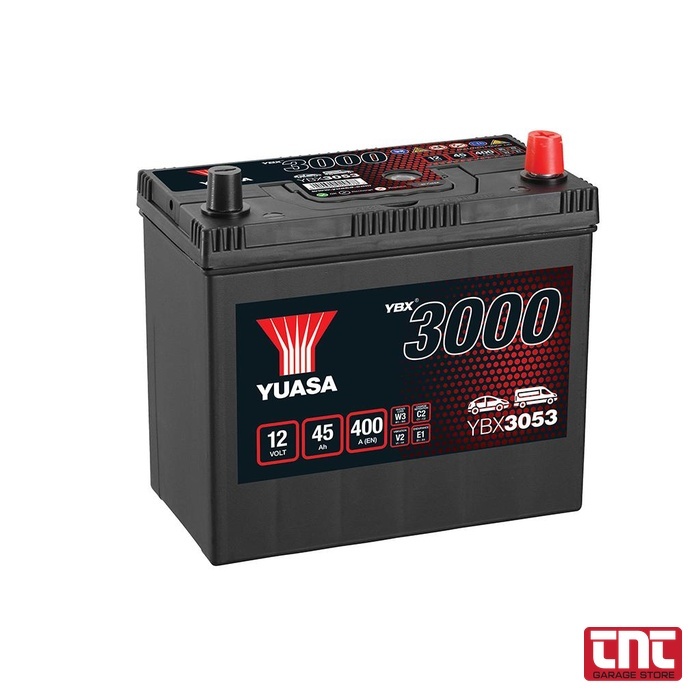 Μπαταρία Αυτοκινήτου YUASA YBX3053 SMF 12V 45Ah 400A – 238×129×225mm yuasa_car_battery_ybx3000_12v_45ah_ybx3053_with_logo_700x70