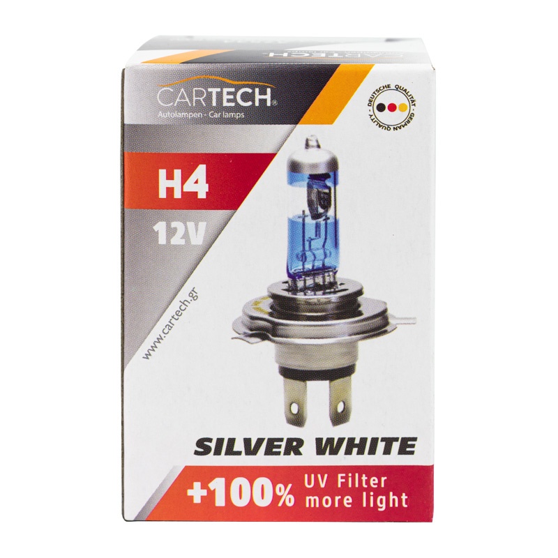 Λάμπα Αλογόνου Αυτοκινήτου H4 12V 60/55W P43t +100% Silver White Ασημί Λευκό Φως Διπλής Σκάλας 37534.jpg 37534.jpg