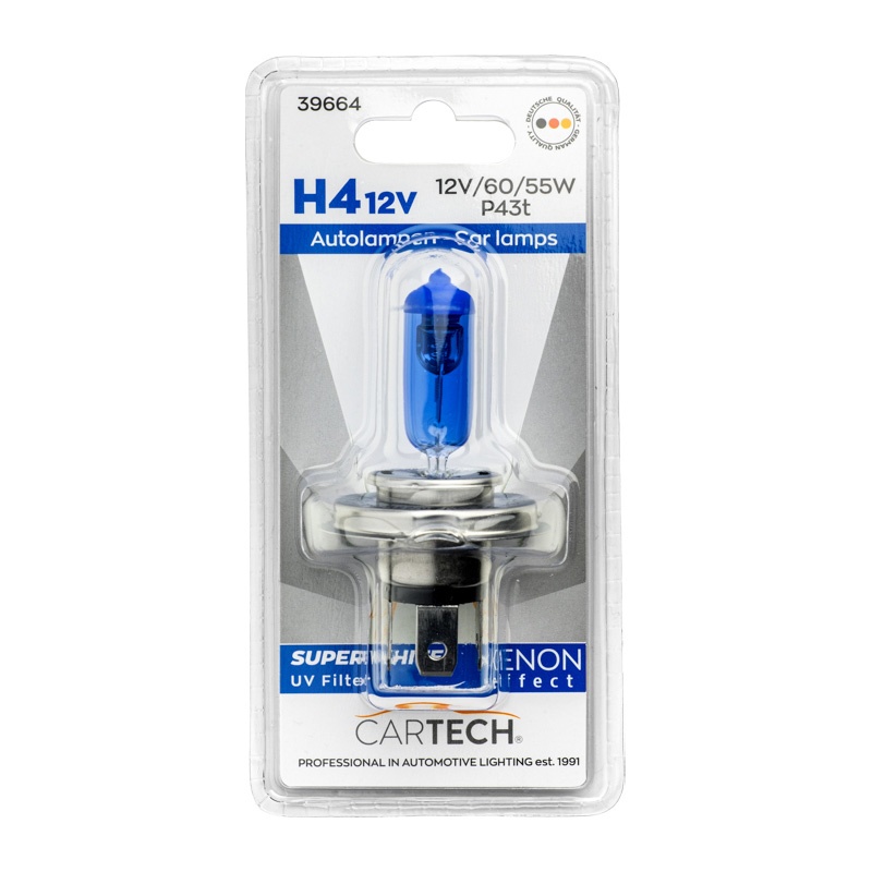 Λάμπα Αλογόνου Αυτοκινήτου H4 12V 60/55W P43t Super White 4400K Υπέρλευκο Φως Διπλής Σκάλας D/Blister 39664.jpg 39664.jpg